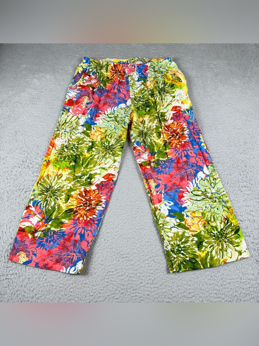 Jams World Hawaiian Pants Womens Small Multicolor Floral Cropped Beach Rayon